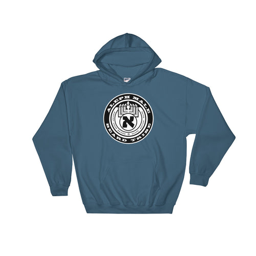Aleph Male hoodie mockup — front view, comfortable cotton-poly fleece blend